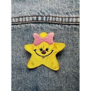 Cute Star Patch Iron On Applique Yellow Pink‎ Bow Smiling Face Craft Embellish